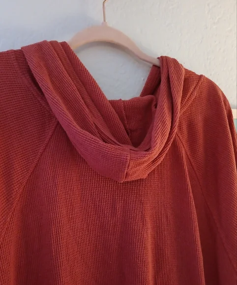 Woman Within Waffle Knit Light Hoodie 2X Orange / Red - Picture 6 of 6